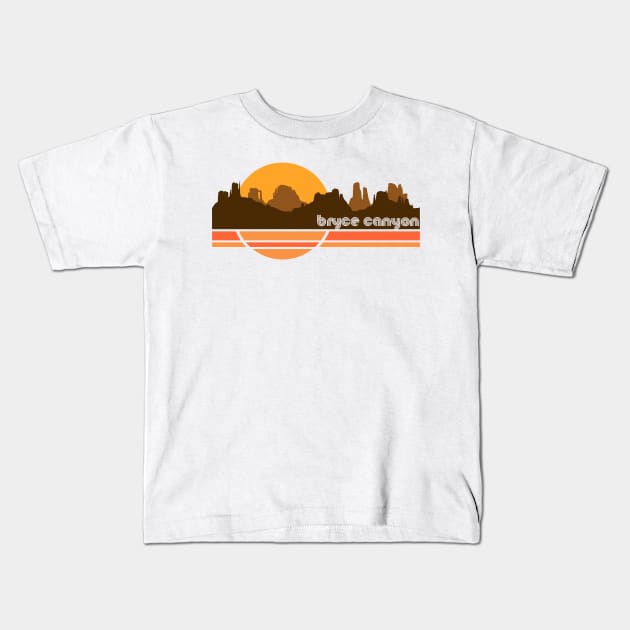 Bryce Canyon 70s Retro Tourist Souvenir Kids T-Shirt by darklordpug